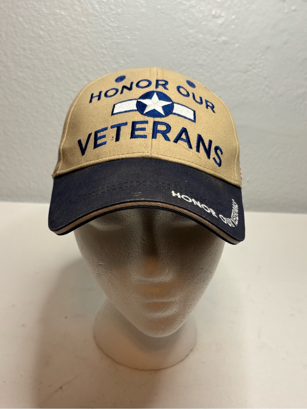 Embroidered Two-Tone Cap - Khaki & Navy